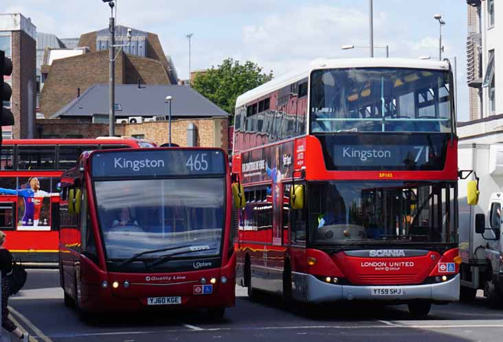 Epsom Optare Versa OV02 & London United Scania Omnicity SP102